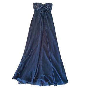 Navy Blue Tadashi Strapless Floor Length Gown